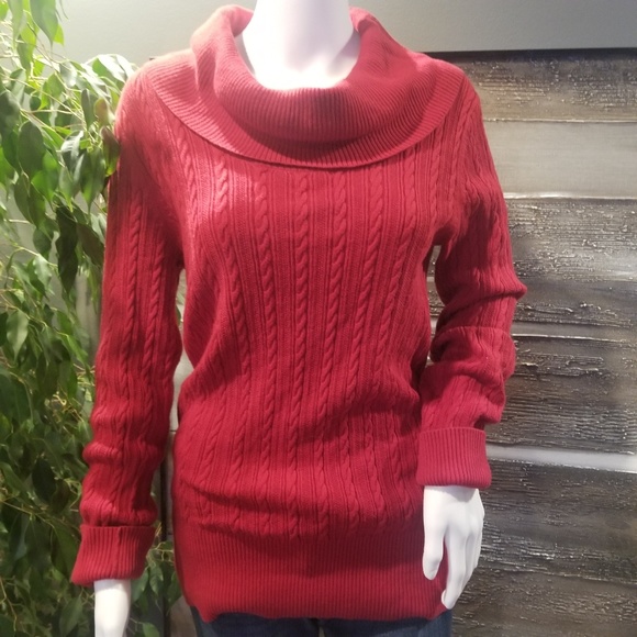 Eddie Bauer cable knit cowl neck sweater. - Picture 2 of 6